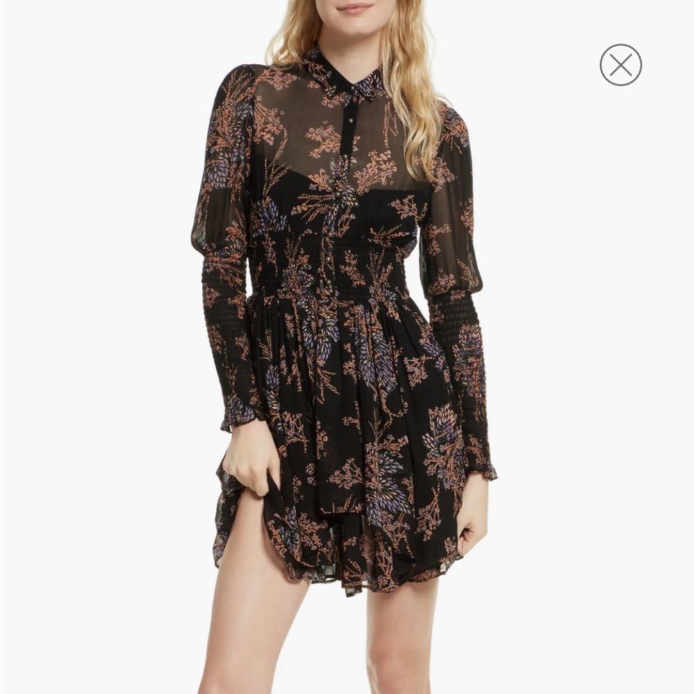 Free people black floral dress size small